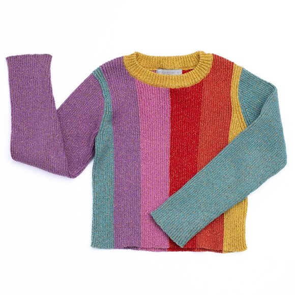 Stella McCartney Kids 4 Lurex Multicolor Stripe Rainbow Glitter Sweater Pullover - Picture 1 of 8